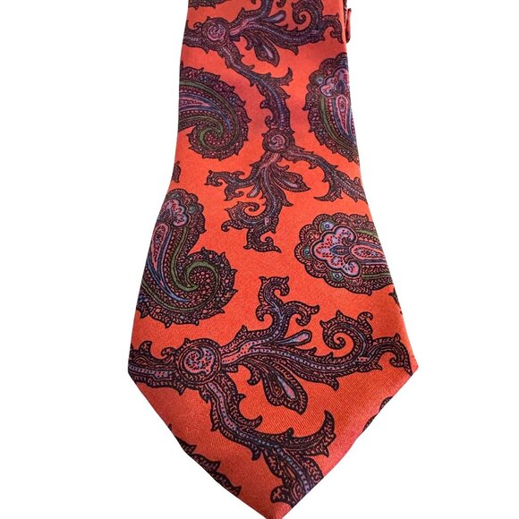 Vintage Diony's Men's 100% Silk Red Multicolor Paisley Floral Print Necktie - Picture 3 of 5